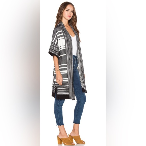 Vince. Multi Stripe Cardigan in Black & Off White - Size S - Picture 2 of 3